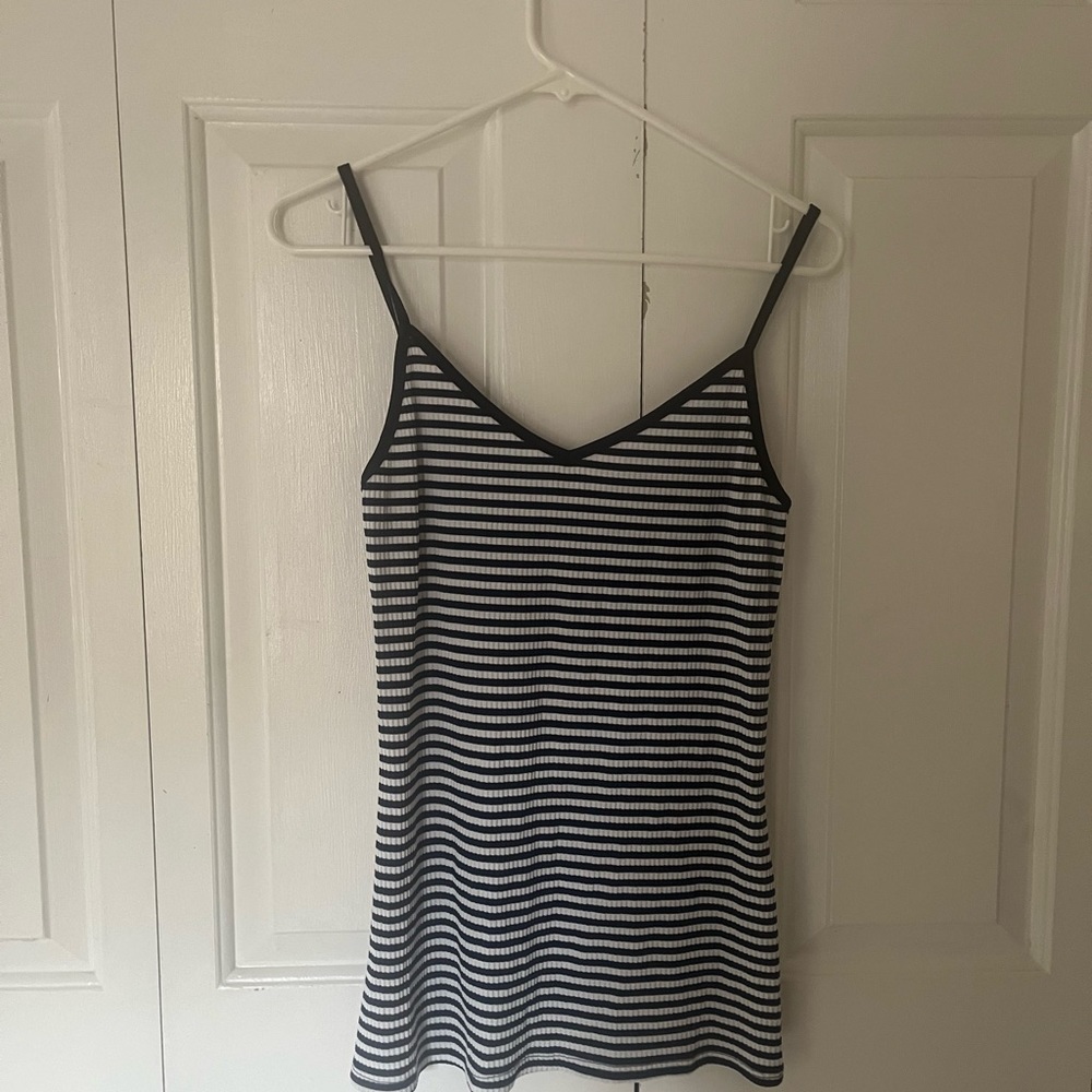 blue and white striped tank top, size XL